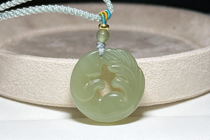 Certified Natural Green Qingshui nephrite jade Carved Kitten Nephrite Jade Carved Kitten Pendant, Nephrite Jade Cat Pendant, 天然绿晴水和田玉雕刻小猫咪吊坠