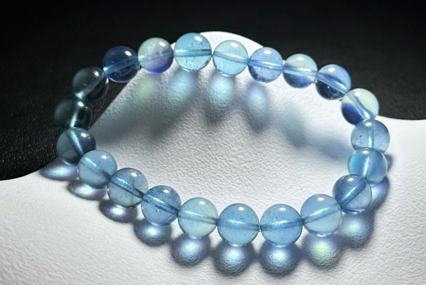 9mm+, Certified Natural Blue Aquamarine Bracelets, High Clarity Deep Blue Aquamarine, 天然高冰透海蓝宝手串