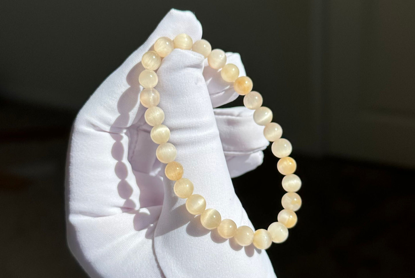 6.5mm+, Certified Top Grade Natural Cream White Rabbit Hair Quartz Bracelet, Cat Eye Rabbit Hair Rutile Quartz Bracelet, 天然收藏级猫眼灰白兔毛手串