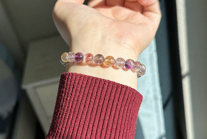 8mm+, Certified Natural Super Seven Bracelet, Super 7 Quartz Bracelet, 天然超七水晶手串