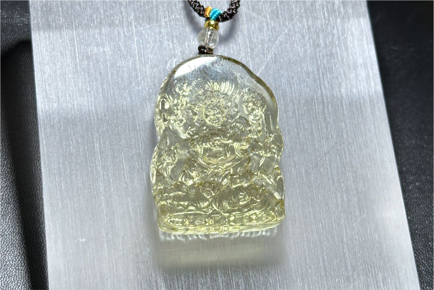 22.946 grams, Natural Top Grade High Clarity Authentic Libyan Desert Glass Tektite Carved Mahakala Pendant, 天然透体利比亚陨石雕刻大黑天吊坠