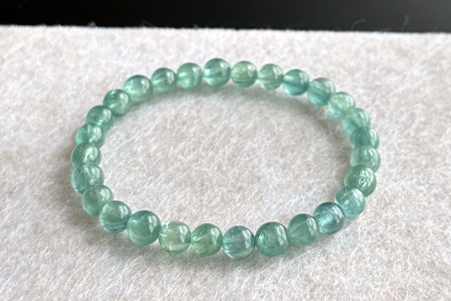 6.5mm, Certified Undyed Icy Transparent Greenish Blue Kyanite Bracelet, Kyanite Bracelet, 稀有透体无烤无染绿蓝晶石