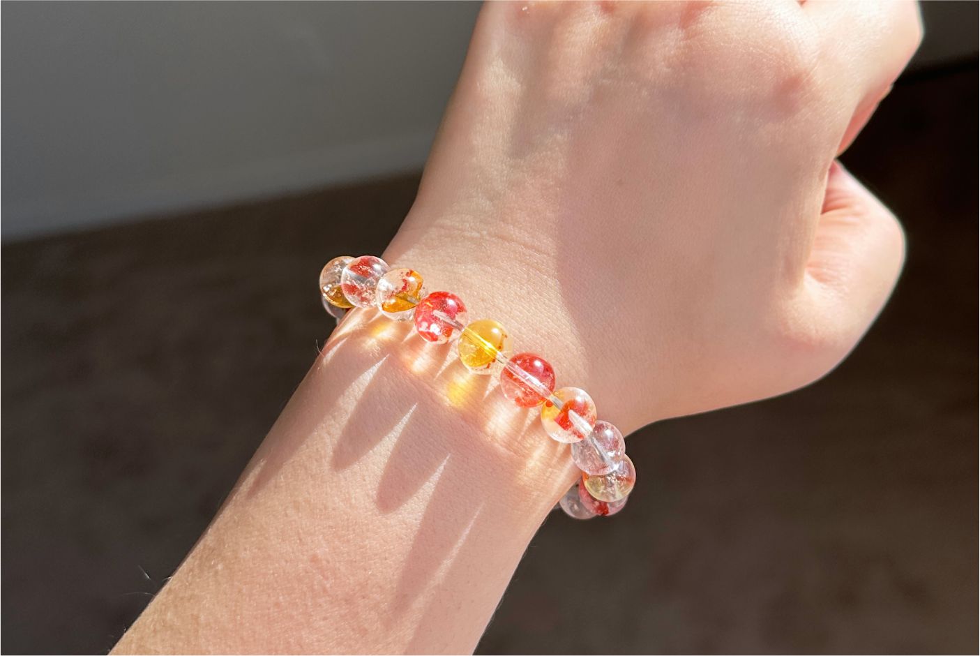 10mm+, Certified Natural Rare High Quality Koi Hematoid Quartz Crystal Beads Bracelet, Natural Hematoid Crystal Bracelet, 天然收藏级锦鲤胶花水晶手串