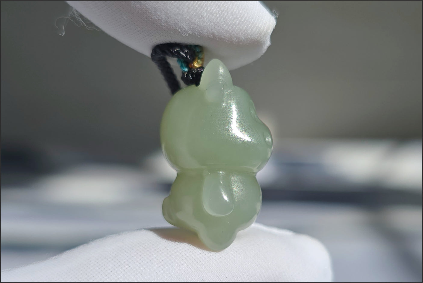 Certified Natural Lake-Green Nephrite Jade Ox Pendant | Small Carved Jade Pendant | 天然湖水绿软玉小牛吊坠