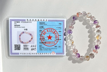 8mm+, Certified Natural Super Seven Bracelet, Super 7 Quartz Bracelet, 天然超七水晶手串
