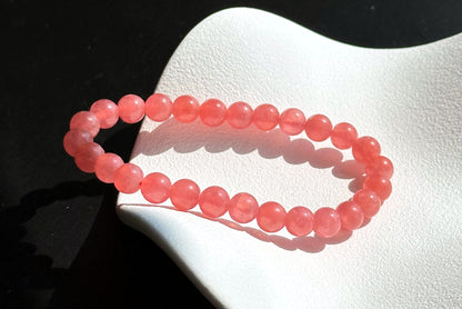 7mm, Certified High Grade Untreated Icy Natural Argentina Rhodochrosite Bracelet, Rhodochrosite bracelet, 天然阿根廷红纹石手串