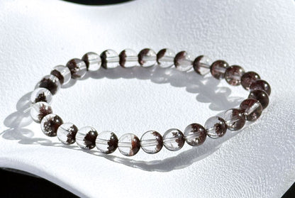 6.5mm,+ Certified High Grade Natural Red Phantom Quartz Bracelet, Treasure Bowl Red Phantom Quartz Bracelet, 天然聚宝盆红幽灵水晶手串