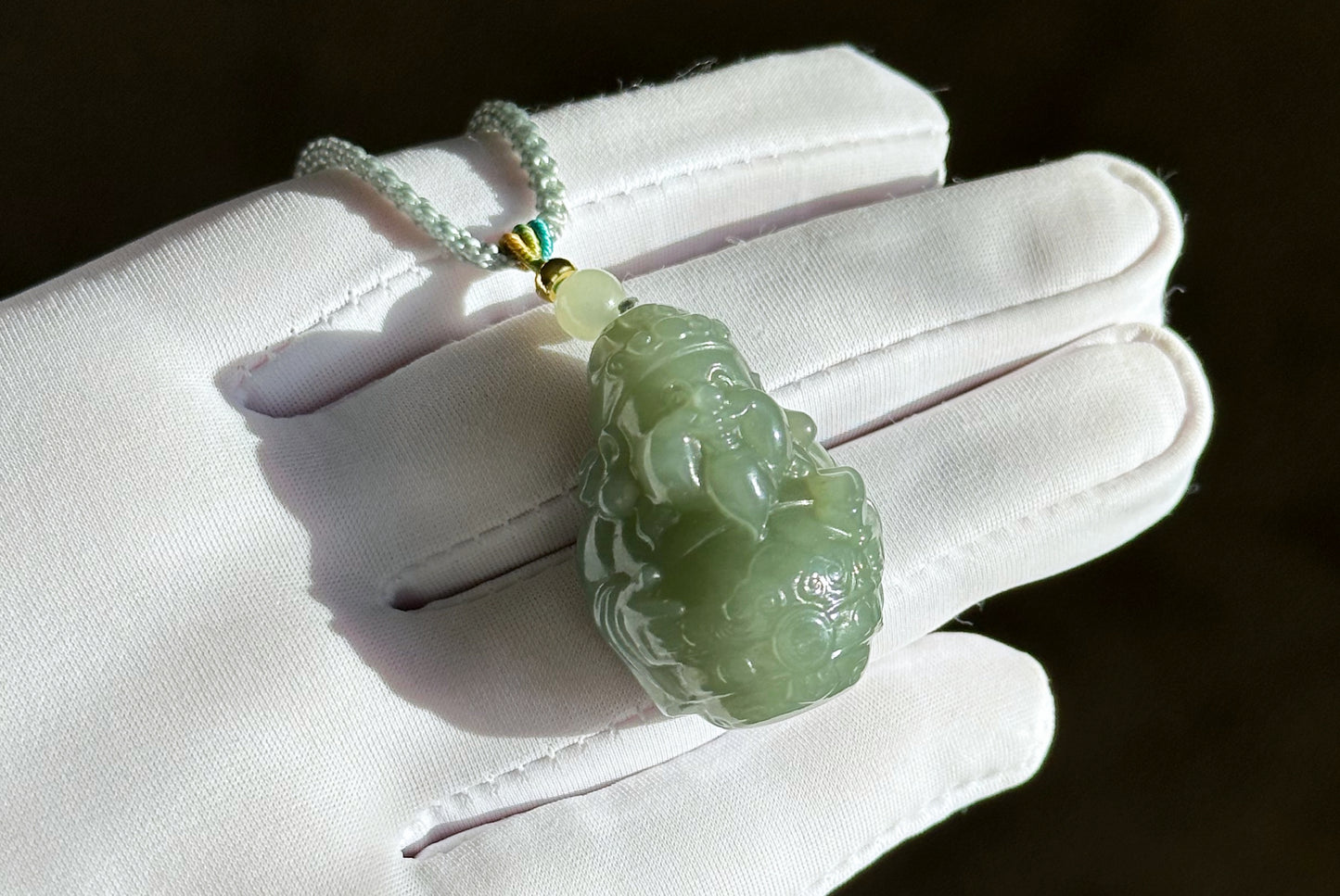 Certified Natural Untreated Blue Nephrite Jade Carved Caishen (God of Wealth) Pendant, 且末蓝和田玉财神