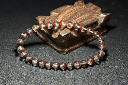 6.5mm,+ Certified High Grade Natural Red Phantom Quartz Bracelet, Treasure Bowl Red Phantom Quartz Bracelet, 天然聚宝盆红幽灵水晶手串