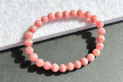 6.7mm+, Certified Natural Argentina Rhodochrosite Bracelet, Argentina Rhodochrosite Beads Bracelet, 天然阿根廷红纹石手串
