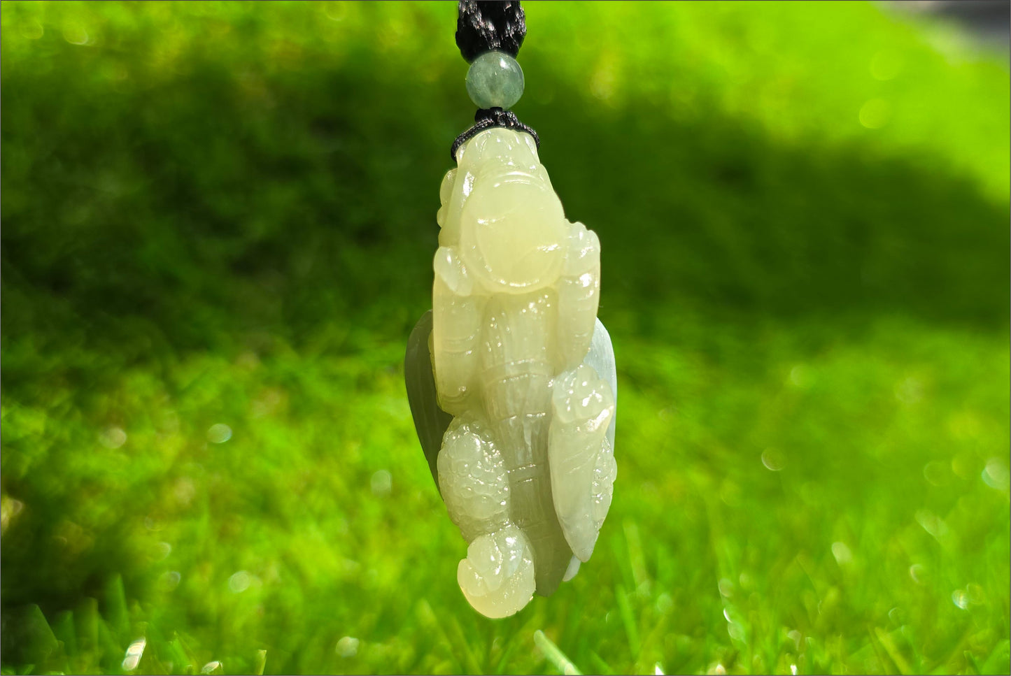 Certified Natural Ruoqiang Blue and Yellow Nephrite Jade Hand Carved Flying Pixiu Pendant, 天然若羌蓝皮黄口手工雕刻飞天貔貅吊坠