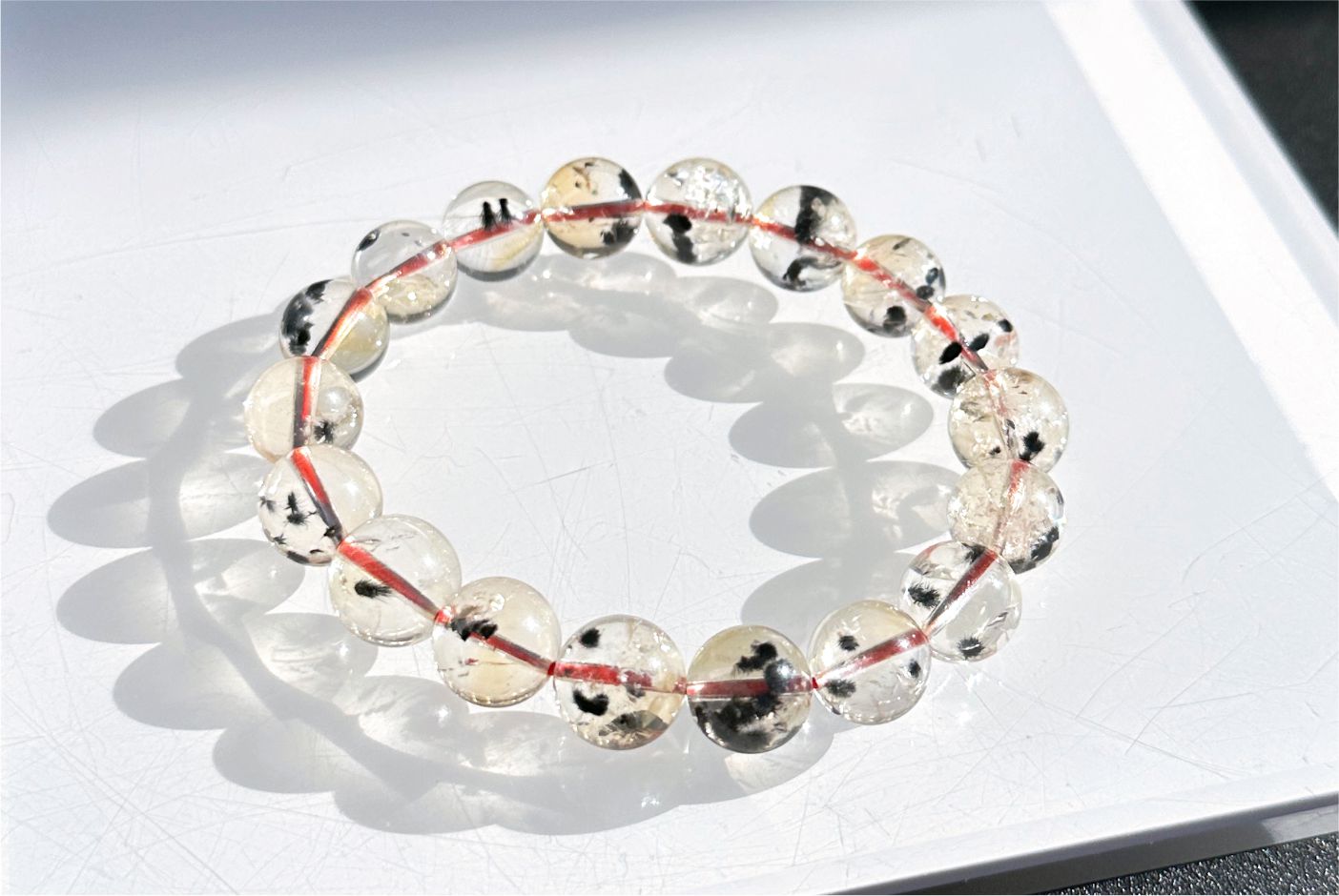 11mm, Certified Rare Find Natural Top Grade Citrine with Hollandite Beads Bracelet, Citrine Hollandite Quartz, 巴西天然黄水晶海胆手串