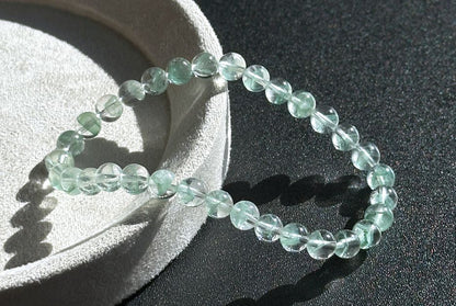6.2mm+, Certified Natural Rare Emerald Green Phantom Bead Bracelet, Green Phantom Quartz Bracelet, 稀有天然翠幽灵手串