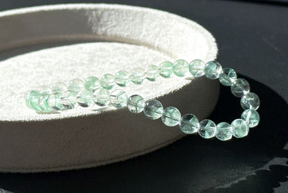 6.2mm+, Certified Natural Rare Emerald Green Phantom Bead Bracelet, Green Phantom Quartz Bracelet, 稀有天然翠幽灵手串