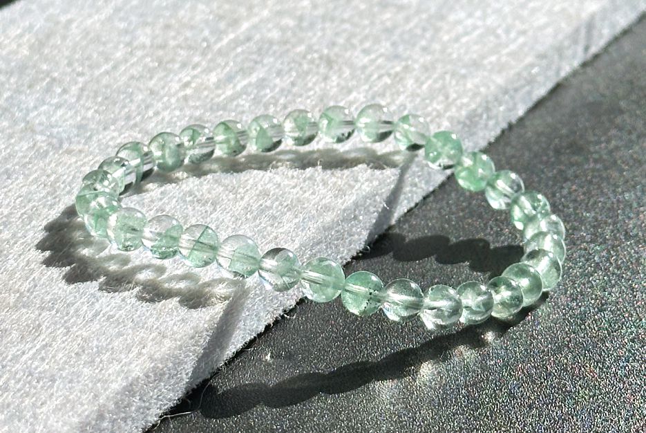 6.2mm+, Certified Natural Rare Emerald Green Phantom Bead Bracelet, Green Phantom Quartz Bracelet, 稀有天然翠幽灵手串