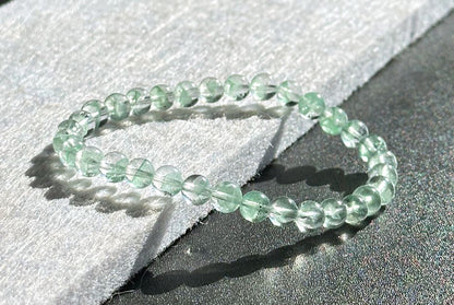 6.2mm+, Certified Natural Rare Emerald Green Phantom Bead Bracelet, Green Phantom Quartz Bracelet, 稀有天然翠幽灵手串