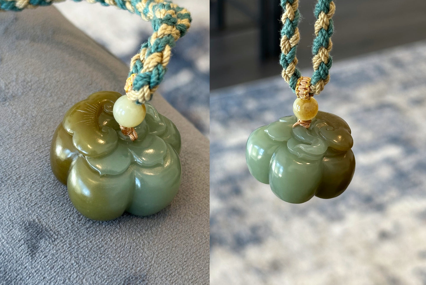 Certified Natural Qiemo Blue and Sugar Nephrite Jade Hand-Carved Persimmon Small Handheld, 天然且末蓝带糖柿子小手把