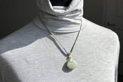 Certified Natural Qiemo Warm White Nephrite Jade Carved Peace Lock Pendant, Ping An Lock Jade, 天然且末暖白和田玉平安锁吊坠