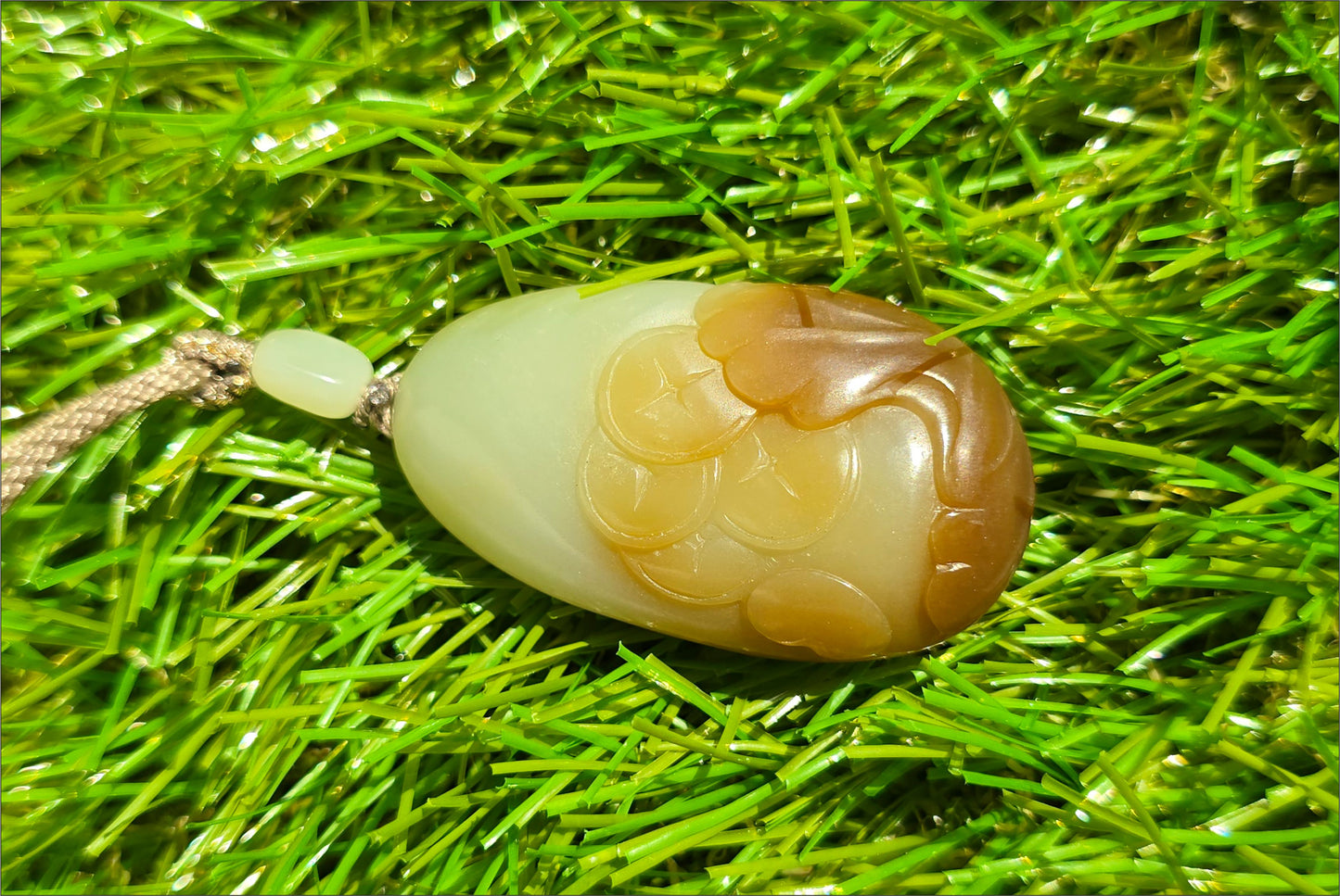 Certified Natural High-Quality Qiemo Sugar-White Nephrite Jade Hand Carved Lotus & Koi Pendant, 天然且末糖白手工雕刻莲花鱼吊坠