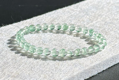 6.2mm+, Certified Natural Rare Emerald Green Phantom Bead Bracelet, Green Phantom Quartz Bracelet, 稀有天然翠幽灵手串