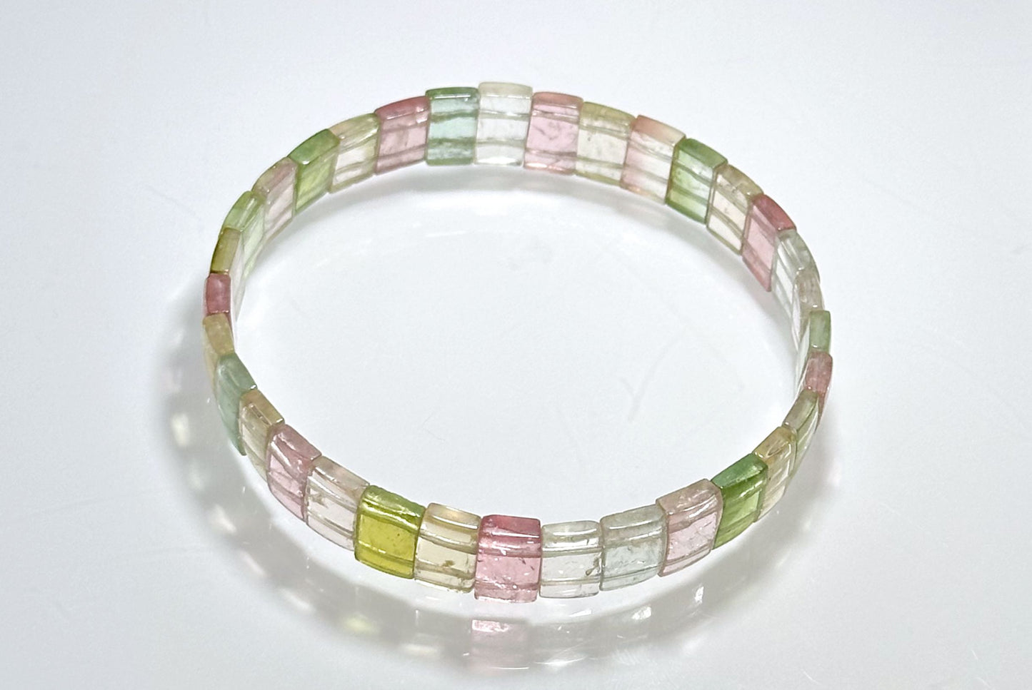 Certified Natural Macaron Rainbow Tourmaline Bracelet, High Clarity Rainbow Tourmaline Bracelet, 天然马卡龙碧玺手牌