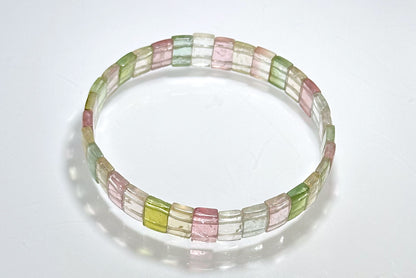Certified Natural Macaron Rainbow Tourmaline Bracelet, High Clarity Rainbow Tourmaline Bracelet, 天然马卡龙碧玺手牌
