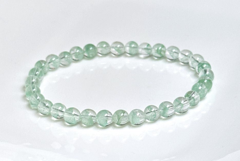 6.2mm+, Certified Natural Rare Emerald Green Phantom Bead Bracelet, Green Phantom Quartz Bracelet, 稀有天然翠幽灵手串