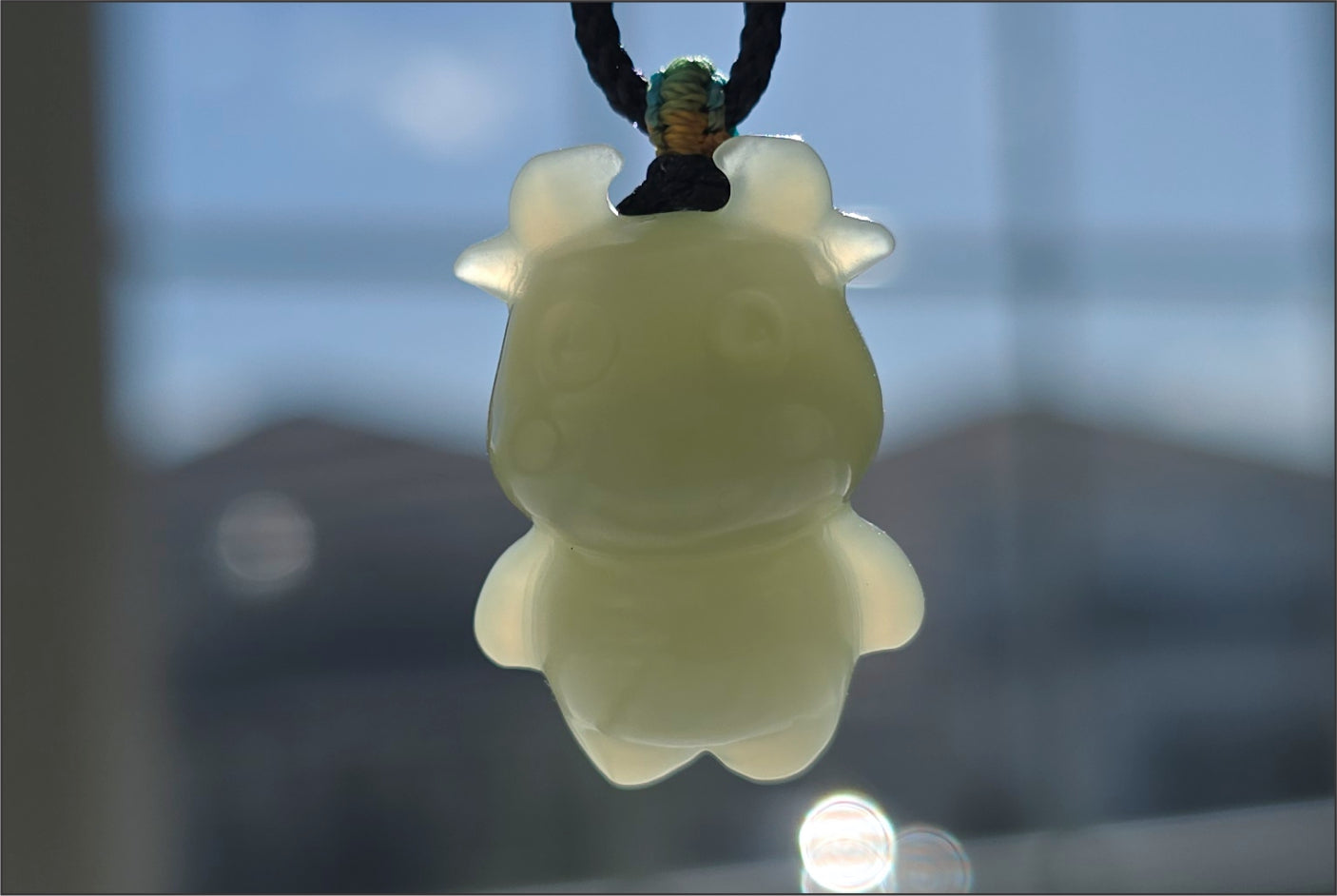 Certified Natural Lake-Green Nephrite Jade Ox Pendant | Small Carved Jade Pendant | 天然湖水绿软玉小牛吊坠