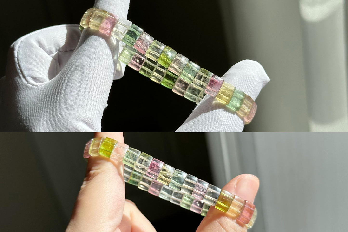 Certified Natural Macaron Rainbow Tourmaline Bracelet, High Clarity Rainbow Tourmaline Bracelet, 天然马卡龙碧玺手牌