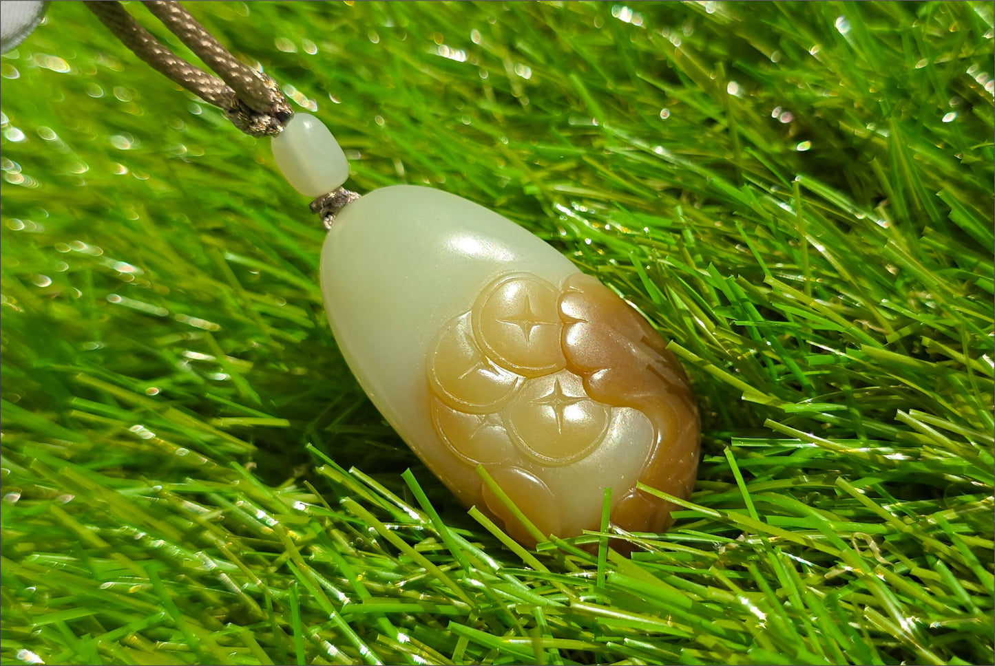 Certified Natural High-Quality Qiemo Sugar-White Nephrite Jade Hand Carved Lotus & Koi Pendant, 天然且末糖白手工雕刻莲花鱼吊坠