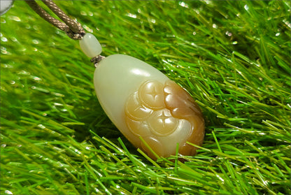 Certified Natural High-Quality Qiemo Sugar-White Nephrite Jade Hand Carved Lotus & Koi Pendant, 天然且末糖白手工雕刻莲花鱼吊坠