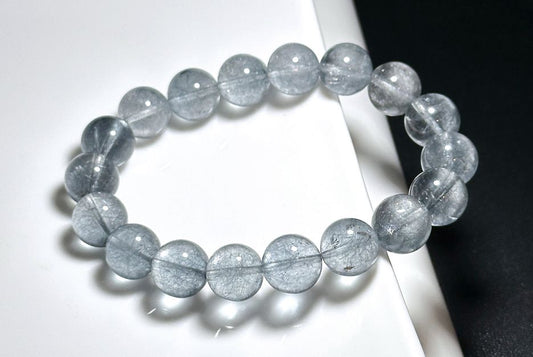 11mm+, Certified Natural High Quality Blue Rutilated Quartz Bracelet, Blue Rabbit Hair Quartz Bracelet, 天然蓝钢丝兔毛/藍鋼絲兔毛水晶手串