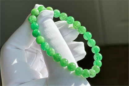 7mm+, Certified Natural Tsavorite Beads Bracelet, Rare Find Top Grade Natural Genuine Tsavorite Garnet Bracelet, 天然正色沙弗莱手串