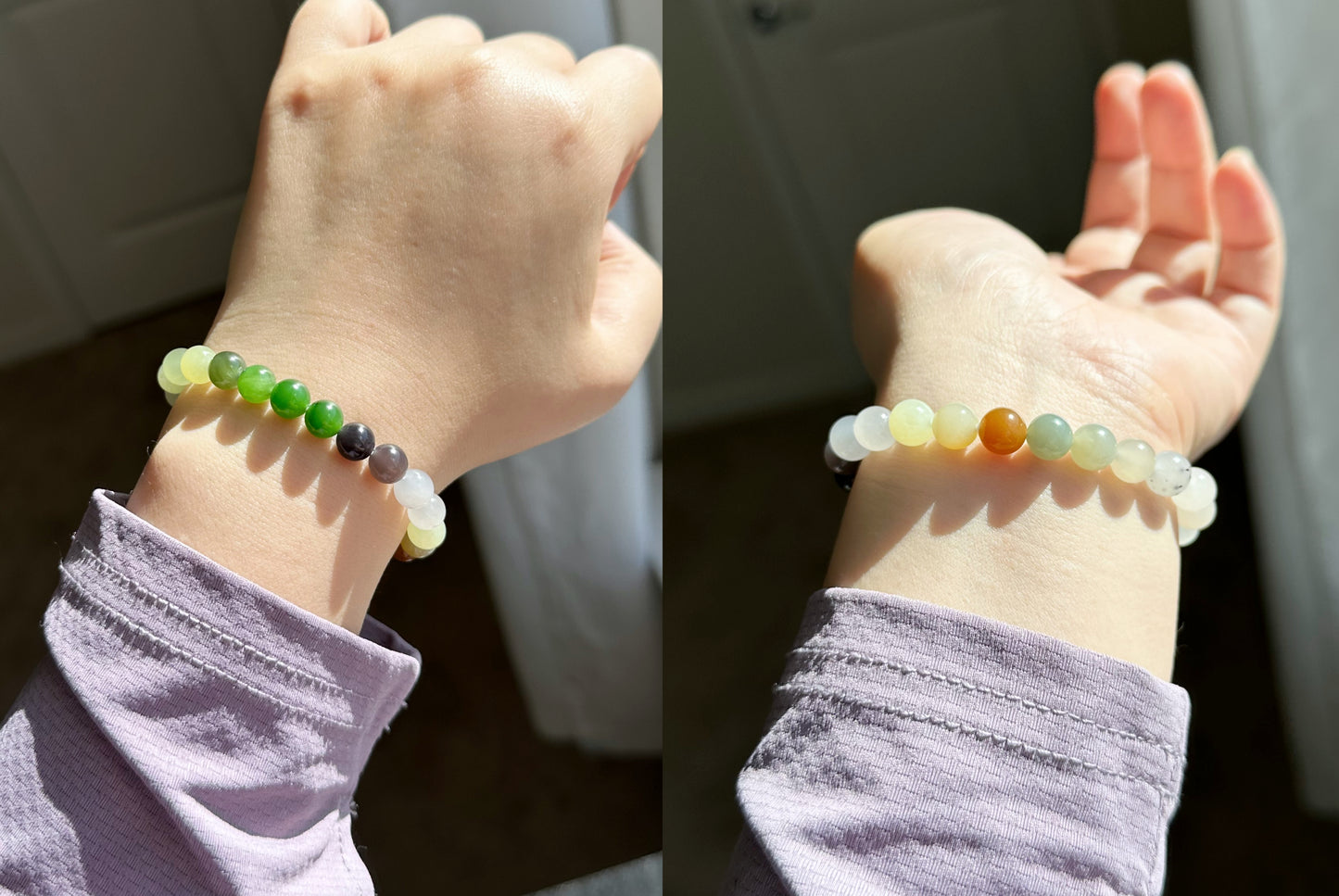 8mm, Certified Natural Multi Nephrite jade Beads Bracelet, High Quality Multi Color Nephrite Jade Beads Bracelet, 天然色标多宝和田玉手串