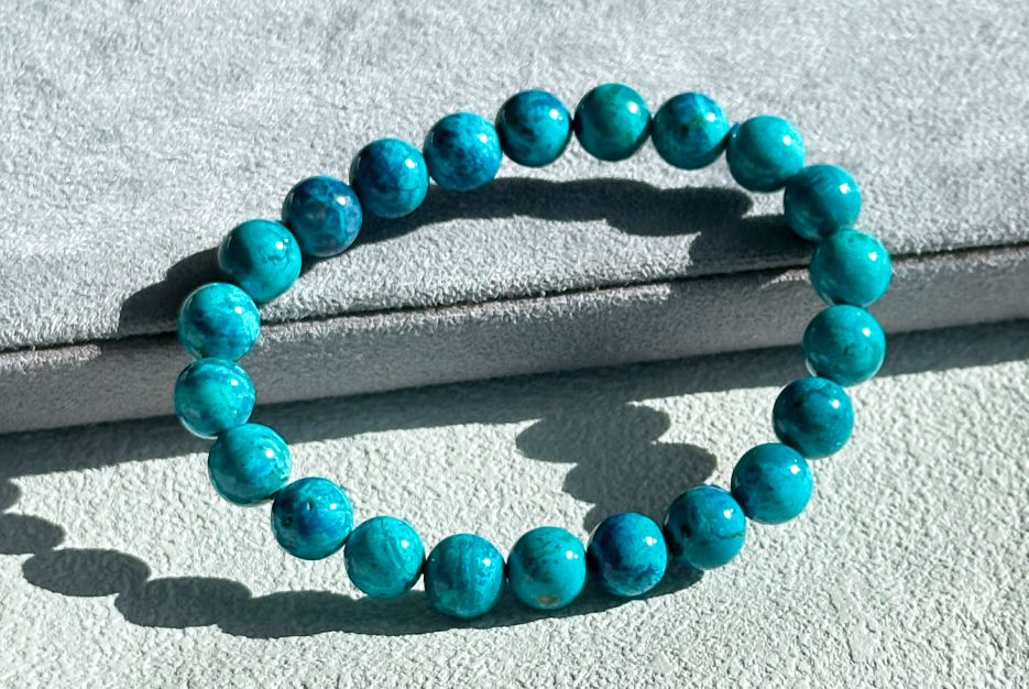 9mm+, Certified Natural Shattackite Bracelet, Blue Rare Untreated Shattackite Bracelet, 天然凤凰石手串