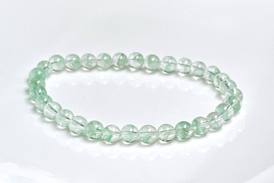 6.2mm+, Certified Natural Rare Emerald Green Phantom Bead Bracelet, Green Phantom Quartz Bracelet, 稀有天然翠幽灵手串