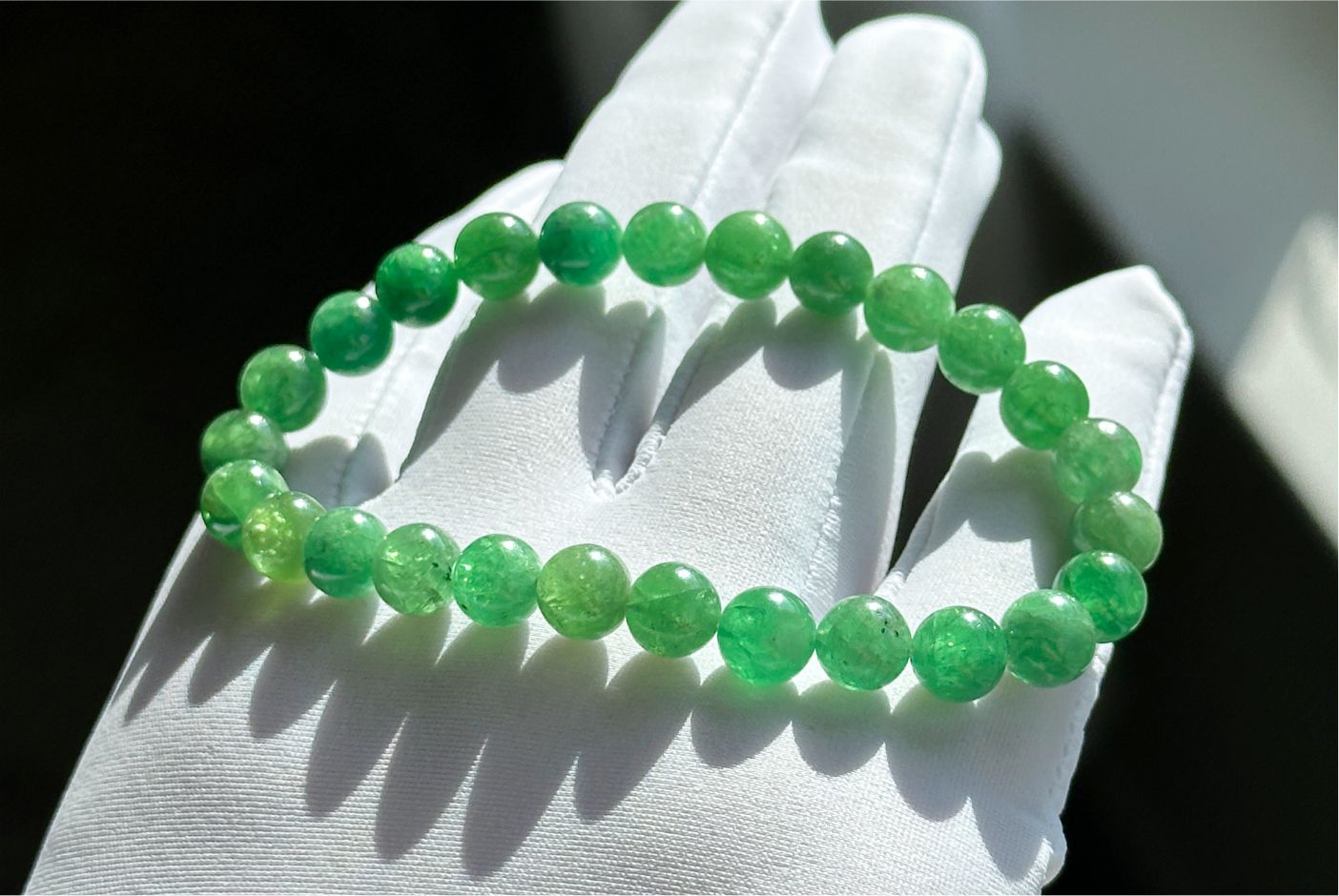 7mm+, Certified Natural Tsavorite Beads Bracelet, Rare Find Top Grade Natural Genuine Tsavorite Garnet Bracelet, 天然正色沙弗莱手串