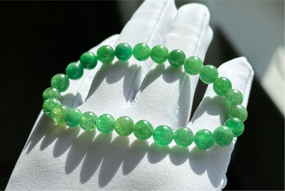 7mm+, Certified Natural Tsavorite Beads Bracelet, Rare Find Top Grade Natural Genuine Tsavorite Garnet Bracelet, 天然正色沙弗莱手串