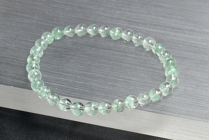 6.2mm+, Certified Natural Rare Emerald Green Phantom Bead Bracelet, Green Phantom Quartz Bracelet, 稀有天然翠幽灵手串