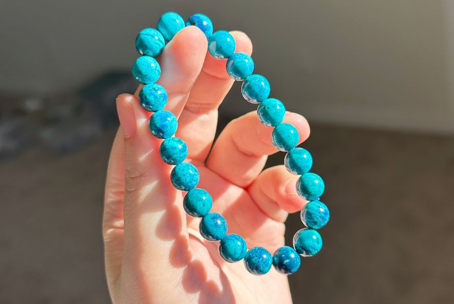 9mm+, Certified Natural Shattackite Bracelet, Blue Rare Untreated Shattackite Bracelet, 天然凤凰石手串