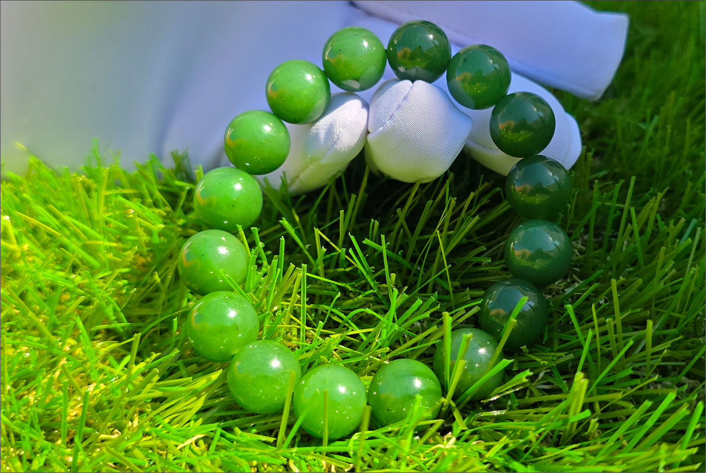 12mm, Certified Natural Untreated Green Nephrite Jade Beads Bracelet, 天然阳绿碧玉手串