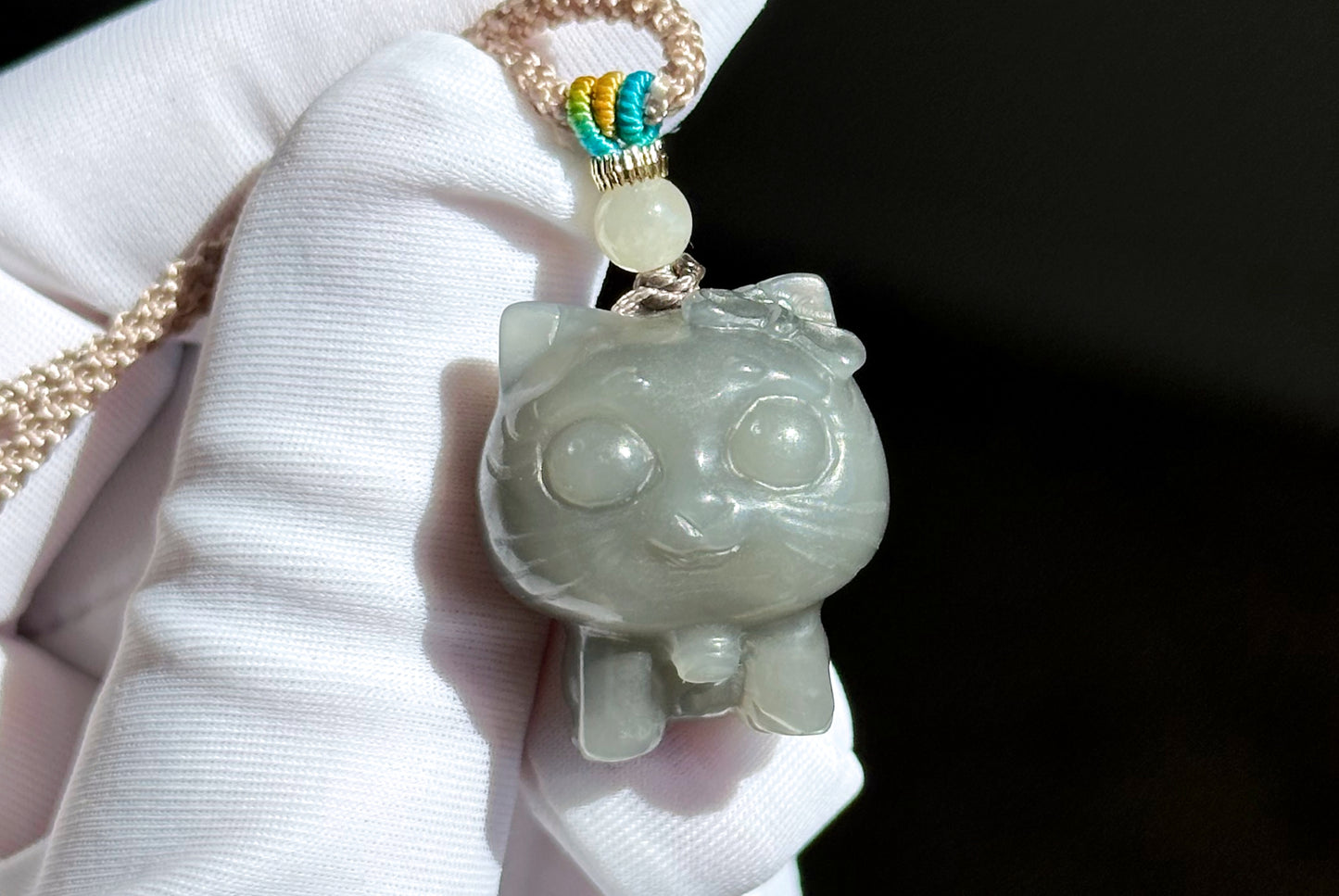 Certified Natural Smoky Purple Nephrite Jade Carved Kitten Pendant, Nephrite Jade Cat Pendant, 天然烟紫和田玉雕刻小猫吊坠