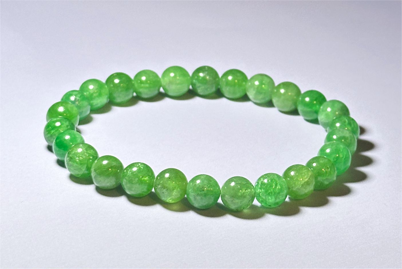 7mm+, Certified Natural Tsavorite Beads Bracelet, Rare Find Top Grade Natural Genuine Tsavorite Garnet Bracelet, 天然正色沙弗莱手串