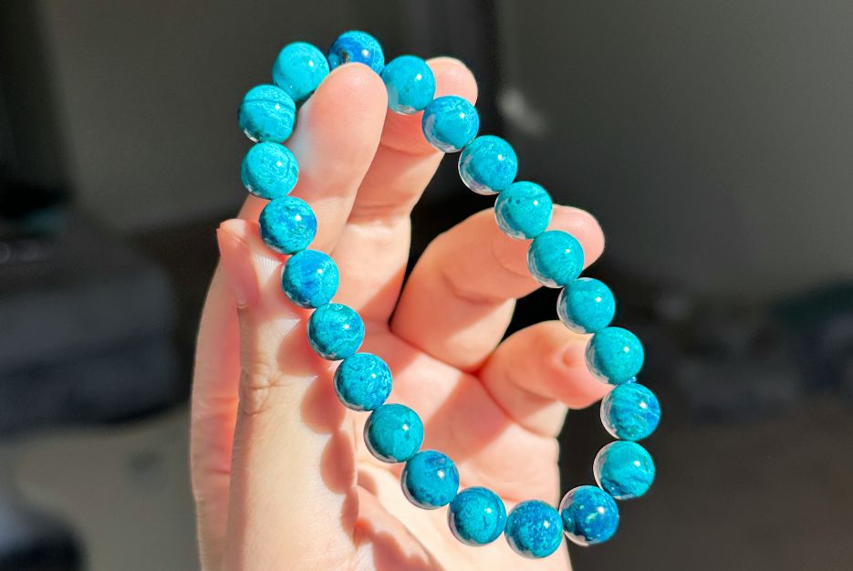 9mm+, Certified Natural Shattackite Bracelet, Blue Rare Untreated Shattackite Bracelet, 天然凤凰石手串