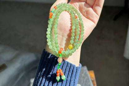 6mm, Certified Natural Green Nephrite Jade Bead Necklace, 天然碧玉项链