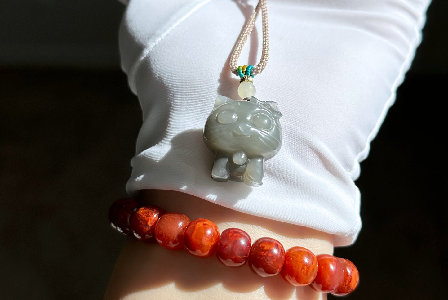 Certified Natural Smoky Purple Nephrite Jade Carved Kitten Pendant, Nephrite Jade Cat Pendant, 天然烟紫和田玉雕刻小猫吊坠