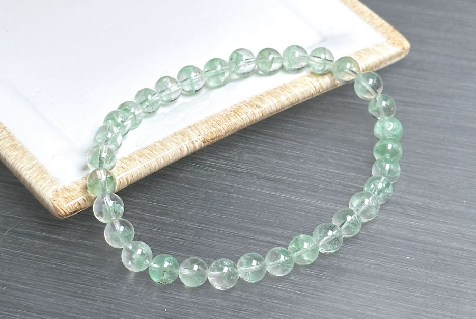 6.2mm+, Certified Natural Rare Emerald Green Phantom Bead Bracelet, Green Phantom Quartz Bracelet, 稀有天然翠幽灵手串