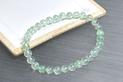 6.2mm+, Certified Natural Rare Emerald Green Phantom Bead Bracelet, Green Phantom Quartz Bracelet, 稀有天然翠幽灵手串