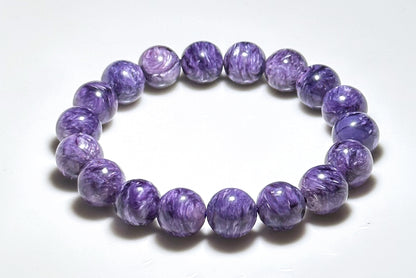 11mm+, Certified Natural Highest Grade Purple Charoite Bracelet, Charoite with Nice swirls patterns, Charoite Bracelet, 天然最高品顶级紫龙晶手串