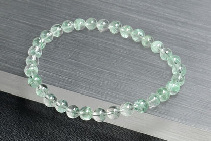 6.2mm+, Certified Natural Rare Emerald Green Phantom Bead Bracelet, Green Phantom Quartz Bracelet, 稀有天然翠幽灵手串